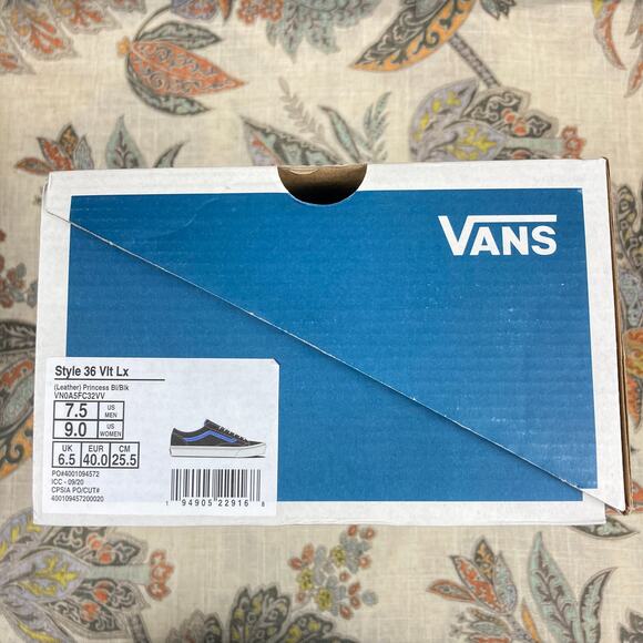 NEW VANS Style 36 VLT LX Princess Blue Black Sneakers US Women 9 Men 7.5 VAULTED - Picture 12 of 12